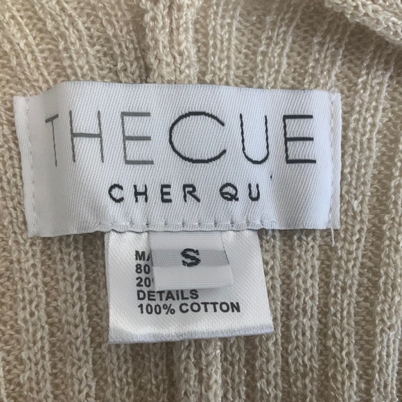 The Cue Cher Qu Natural Beige Crochet Knit Lace Inset Cotton Sweater Shrug SZ S - Picture 8 of 11